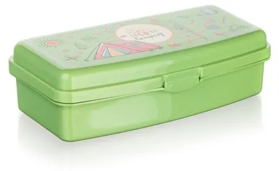 Image de Boîte à goûter, boîte repas, pour les collations, pour le petit-déjeuner, en plastique, vert, 20x9,5x5,5 cm