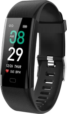 Image de INF Montre connectée Joeme Fit compatible Moniteur de fréquence cardiaque SpO2 Pression artérielle 50 modes sport IP67 silicone Le noir