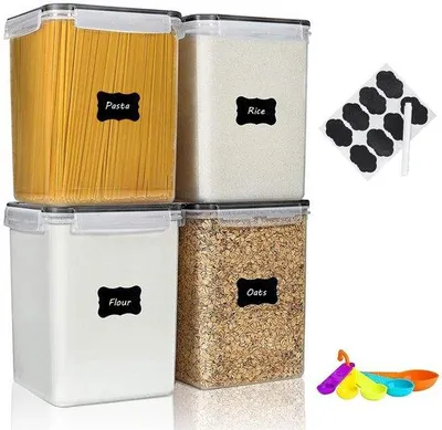 Image de Lot de 4 récipients en plastique noir sans BPA de 5,2 l