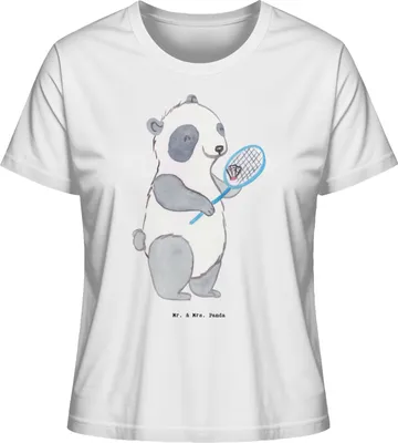 Produktbild von Mr. & Mrs. Panda damen shirt Panda Badminton  Größe M - Weiß - Geschenk, Oberteil, spielen, Kurzarmshirt, Basic, T-Shirt