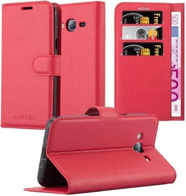 Produktbild von Cadorabo Hülle für Samsung Galaxy J3 2016 Schutz Hülle in Rot Handyhülle Etui Case Cover Magnetverschluss
