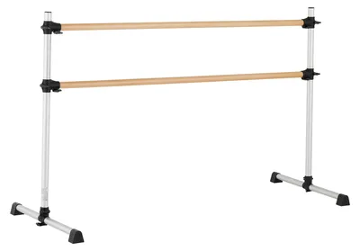 Obrázek produktu pro SucceBuy Samostatná baletní tyč s dvojitou dřevěnou tyčí, výškově nastavitelná (170–1165 mm), ideální pro baletní trénink, cvičení rovnováhy a protahovací cvičení
