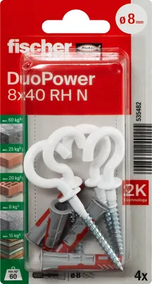 Produktbild von fischer Allzweckdübel DuoPower 8 x 40 RH N, 4 Stück