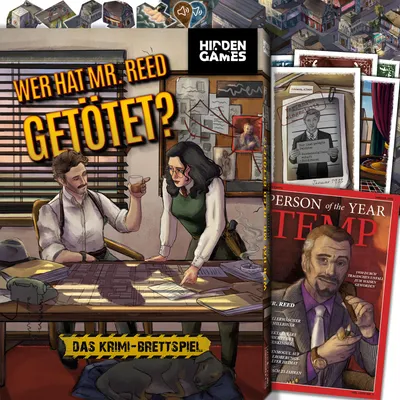 Produktbild von Hidden Games - Krimi-Brettspiel - Wer hat Mr. Reed getötet? - Brettspiel für Erwachsene - spannendes Detektivspiel