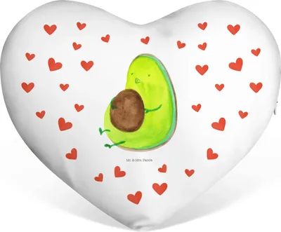 Produktbild von Mr. & Mrs. Panda Kuschelkissen Avocado Pfeifen - Weiß - Geschenk, Schwanger, Abnehmen, Dekokissen, Liebe Kissen, Herzkissen, dekoartikel, Herz, Diät
