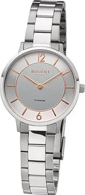 Produktbild von Regent F-1339 Damen-Armbanduhr, Titan-Gehäuse, Metall-Armband