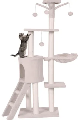Immagine prodotto di Tiragraffi COSTWAY 140 cm, albero per gatti con piattaforme, grotta per gatti, palla da gioco, scala, palo e cesto in sisal, arredamento per gatti, albero delle attività, beige