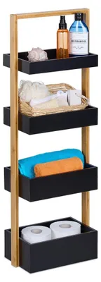 Immagine prodotto di Scaffale da bagno in bambù - 4 ripiani - Nero e naturale - 88 x 30 x 18 cm