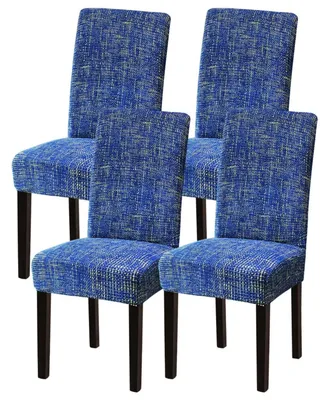 Produktbild von Stuhlhussen 4er Set, Stretch Esszimmer Stuhlbezug, Abnehmbar Waschbar Elasthan, Blau