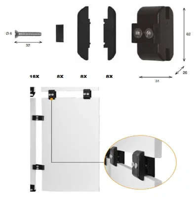 Produktbild von Möbelverbinder, 180° – Set mit 8 Stück