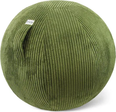 Image de VLUV VLIP Balle d'assise en tissu 60-65cm, siège ergonomique, avec poignée de transport et anneau au sol, pompe à main incluse, couleur : Olive (vert)