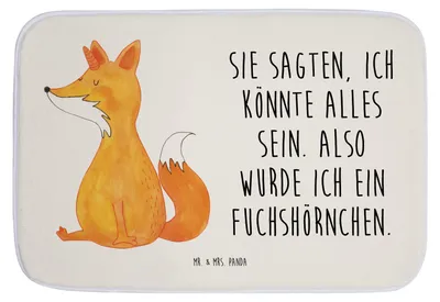 Produktbild von Mr. & Mrs. Panda Badematte Einhorn Wunsch - Weiß - Geschenk, Fuchs, badezimmervorleger, Badezimmer Matte, Fuchshörnchen, Badvorleger, Badteppich, Füchse, Unicorn