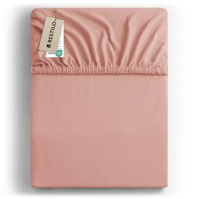 Produktbild von Spannbettlaken 100% Baumwolle Schlafzimmer Bettlacken Betttuch 220-240x220 Pfirsich