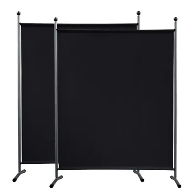 Produktbild von 2 Stück Paravent 150 x 190 cm Schwarz - Raumteiler Stellwand Blickdicht Innen & Außen - Garten & Balkon Sichtschutz Trennwand