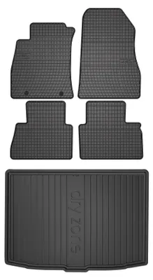 Imagen del producto de Alfombrillas de goma + bandeja de maletero para Nissan Juke F15 2014-2017 (SUV/crossover) – juego de 5 piezas, negras, a medida – Wielganizator SolidPRO