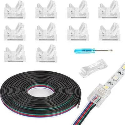 Obrázok produktu pre LED pásik RGBW, 10 mm, 5-pinový, bez spájkovania, 10 ks, vodotesný