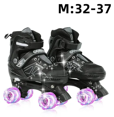 Produktbild von Verstellbare Inlineskates - Kinder Rollschuhe - LED Rollen Voll-Flash - Größe M verstellbar - Für Jungen, Mädchen und Anfänger - Schwarz