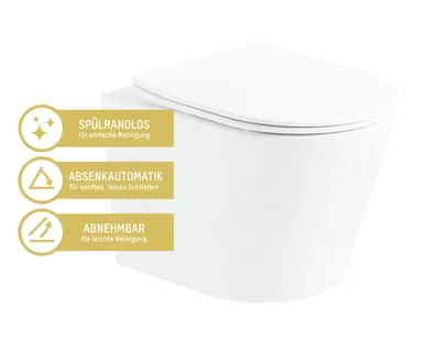 Produktbild von Wand WC Set 'Nakia' spülrandlos matt weiß inkl. WC-Sitz