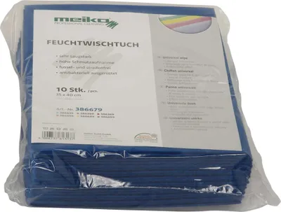 Produktbild von 10er Pack beschichtetes Meiko Feuchtwischtuch 35 x 40 blau Reinigungstuch