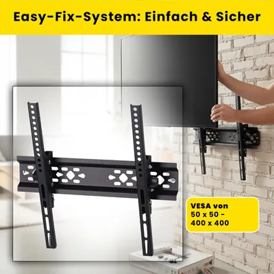 Produktbild von Flashstar TV-Wandhalterung, neigbar, VESA 400 x 400, für Bildschirmdiagonalen von 81 - 165 cm (32" - 65"), 60 kg, Easy-Fix und Wasserwaage, schwarz