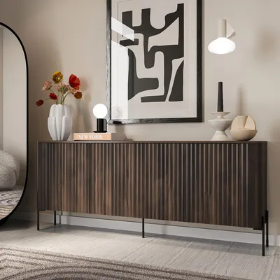 Imagen del producto de Laion - Aparador, 190x40x80h cm Marrón Nogal, 4 Estantes