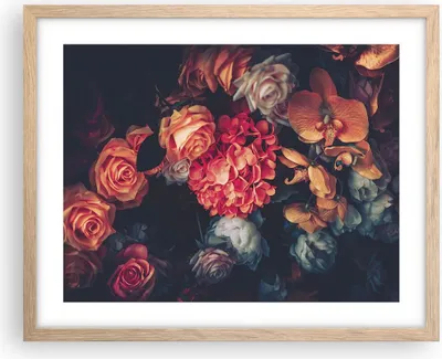 Produktbild von Gerahmtes Poster - Rahmen in heller Eiche - Blumenstrauß Blumen Rosen - 50x40 cm - Wand Bild - Wanddeko - Wandbilder - Kunstposter - Wandposter - Bilderrahmen - Bilder - Kunstdruck - P2NAA50x40-5002