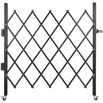 Image de VEVOR Porte de sécurité pliante unique, 48 pouces H x 66 pouces L Porte de sécurité pliante, porte de sécurité en accordéon en acier, porte de sécurité extensible de manière flexible, porte de barricade roulante à 360°, porte en ciseaux ou porte avec cadenas