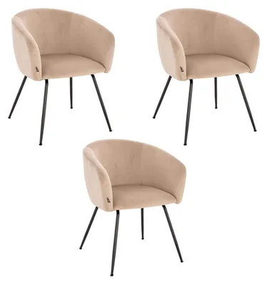 Produktbild von HOME DELUXE - Polsterstuhl ARIA - 3 Stück, Farbe: Samt Beige - weiche Polsterung, bis 120 kg belastbar I Küchenstuhl Speisestühle Esszimmerstühle