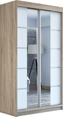 Produktbild von Schwebetürenschrank Kleiderschrank ERO 120 cm Schrank Garderobe Spiegel. Verschiedene Farben (Weiß, Schwarz, Somona). Möbel vom Hersteller!