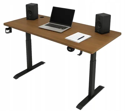 Obrázek produktu pro Psací stůl – stůl 120 × 60 × 72 cm – kancelářský stůl hnědý – výškově nastavitelný psací stůl – stůl s nastavitelnou výškou