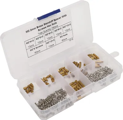 Image de 180Pcs Standoff Set 1-Way Carbon Steel Screw Nuts Fasteners Assortment Kits with Box M2