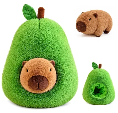 Produktbild von Wasserschwein Kuscheltier Plüschtier - 35 cm - Avocado - 2-in-1 Design - Mit Avocado