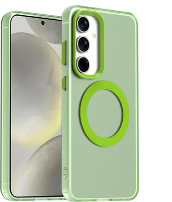 Obrázek produktu pro Pouzdro pro Samsung Galaxy S24, kompatibilní s MagSafe, tenké poloprůhledné matné nárazuvzdorné pouzdro na telefon Zelený