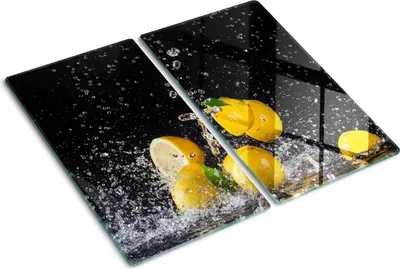 Obrázek produktu pro Kryt varné desky – Kryt na indukční desku – Ochranná skleněná deska – 2x30x52 cm– Skleněné ochranné desky na sporák –Tvrzené sklo –Citrony a voda