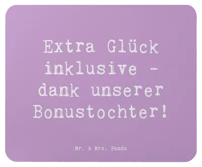 Produktbild von Mr. & Mrs. Panda Mousepad Spruch Bonustochter Glück - Lavendeltraum - Geschenk, Mouse Pad, handgemacht, Mauspad, Stieftochter, computer, mousematte, Liebe, Familienleben