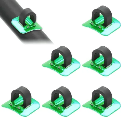 Productafbeelding van Fiets Kabelgeleiders - C-clips - Fiets Organisatie - Zelfklevende Aluminium Basis - 6 stuks - Groen