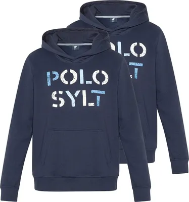 Produktbild von Polo Sylt 2er Pack Basic Sweatshirt / Hoodie Großer Markenprint vorn, Kapuze und Kängurutasche, Weiche, angeraute Innenseite