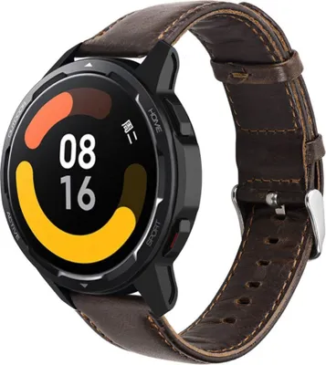 Produktbild von Strap-it Xiaomi Watch S1 Lederarmband (Dunkelbraun)