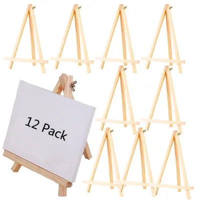 12er-Pack Mini-Holzstaffeleien 19 cm für kleine Leinwände