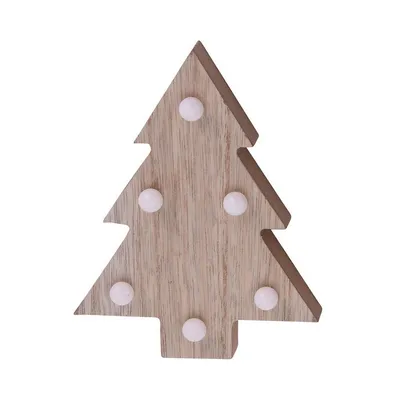 Immagine prodotto di Figura natalizia in legno a LED con batteria Albero naturale