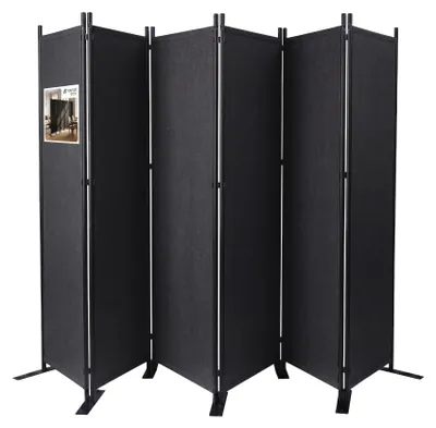 Productafbeelding van VOUNOT® Roomdivider, 6-delig, vrijstaand, stoffen scheidingswand, 340 x 30 x 164 cm, antraciet