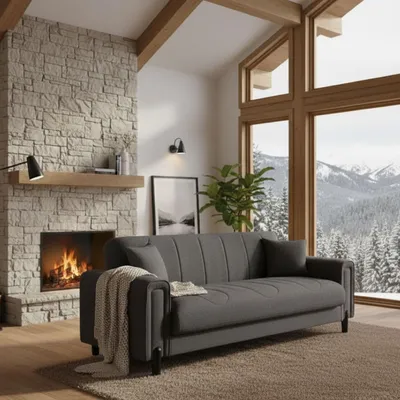 Immagine prodotto di Dmora Divano Letto 3 Posti Papozze 226x86 cm Nero Antracite, Contenitore