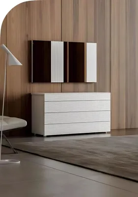 Image de Commode blanche design de luxe avec miroir 4 tiroirs Meubles en bois Nouveau