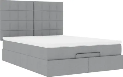 Produktbild von Ottoman-Bett mit Matratze Hellgrau 140x200 cm Stoff