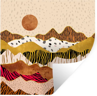 Produktbild von MuchoWow® Wandtattoo Wandsticker Wandaufkleber Tiger Druck - Pastell - Gold - Druck - Tiger - Abstrakt 50x50 cm Selbstklebend und Repositionierbar - Selbstklebend - Fototapeten