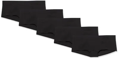 Produktbild von Amazon Essentials Damen Boyshort-Unterwäsche Baumwolle (Erhältlich in Übergröße), 5er-Pack, Schwarz, 42