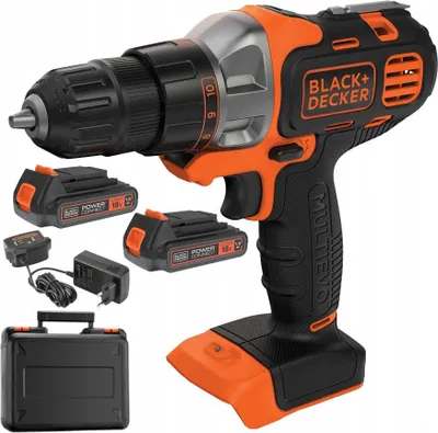 Zdjęcie produktu dla Wkrętarka akumulatorowa Multievo 18 V, 2 akumulatory po 1,5 Ah, 10 ustawień, w walizce, Black Decker