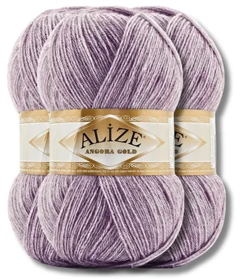 Obrázok produktu pre Alize 3x 100g priadze Angora Gold, jednotná farba, vhodné na háčkovanie a pletenie (882)