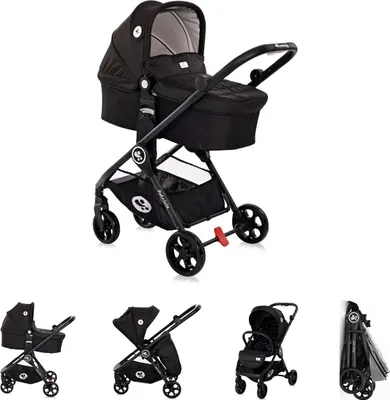 Produktbild von Lorelli Kombikinderwagen 2 in 1 Patrizia, Babywanne, Sportsitz, Sitz umkehrbar schwarz