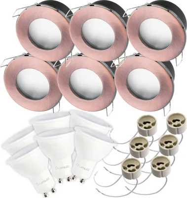 Obrázek produktu pro LUMILED vestavné bodové svítidlo LED bodové svítidlo koupelna 6x vestavné bodové svítidlo vestavné bodové svítidlo měď červená kulatý hliník IP44 včetně 6W žárovky GU10 teplá bílá 3000K 120°
